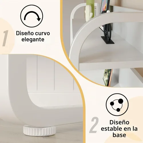 Vista 7 de MaverickFurni Escritorio para computadora de 60 pulgadas con estantes y hutch, escritorio de oficina en casa con 3 cajones de almacenamiento