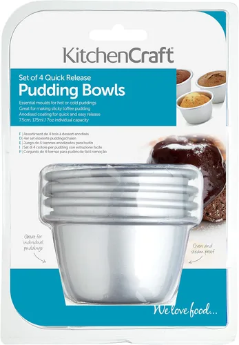 Vista 3 de KitchenCraft Juego de 4 moldes para pudín de aluminio anodizado, 3.0 in