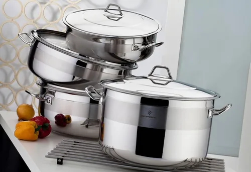 Vista 3 de Olla profunda de acero inoxidable con tapa de vidrio, olla para sopa olla de cocción profunda adecuada para estufa de inducción