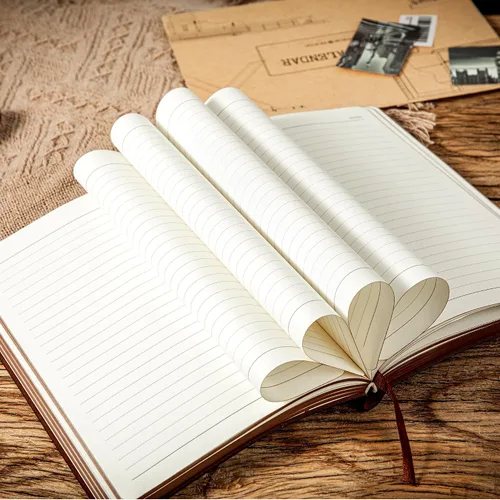 Vista 5 de CAGIE Diario con líneas para hombres, cuaderno de tapa blanda, diarios de cuero para escribir, 180 páginas que se abren plano, diario vintage
