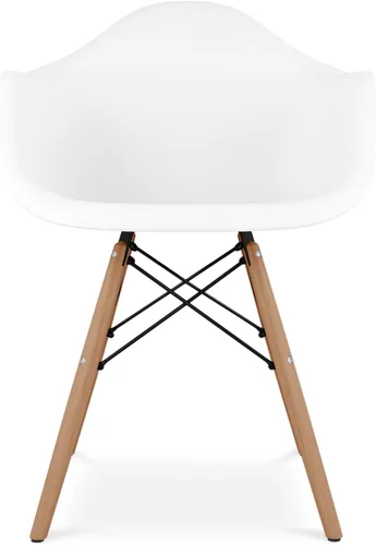 Vista 3 de Pyramid - Sillones de plástico y madera de haya de 17.5 pulgadas, color blanco (juego de 2)