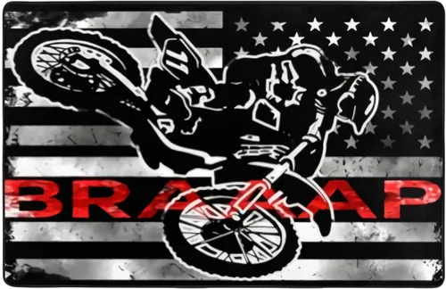 Vista 4 de Alfombra antideslizante de motocross con bandera estadounidense, 60 x 39 pulgadas, ultra suave, esponjosa, alfombra grande para dormitorio, sala