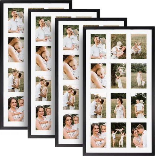 Vista 12 de 5 marcos de fotos negros de 3.5 x 5 pulgadas, múltiples marcos para mostrar fotos de 1 5 x 7 y 4 fotos de 3.5 x 5 pulgadas con paspartú blanco