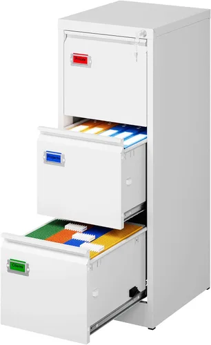 Vista 12 de PEUKC Archivador móvil de 2 cajones con cerradura, archivador rodante debajo del escritorio para oficina en casa, organiza archivos A4 con letras
