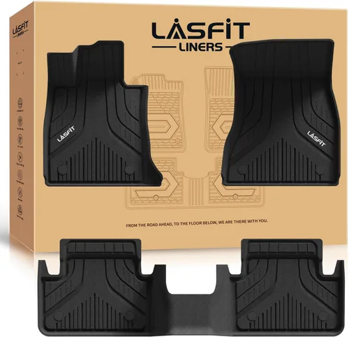 Vista 27 de LASFIT - Tapetes de suelo y maletero de auto, ajuste personalizado, de TPE, para todo tipo de clima, impermeable, juego completo, negros