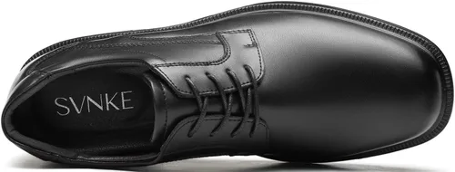 Vista 4 de SVNKE - Zapatos de vestir casuales con cordones para hombre, con puntera cuadrada, zapatos formales para caminar, negocios, zapatos cómodos para boda