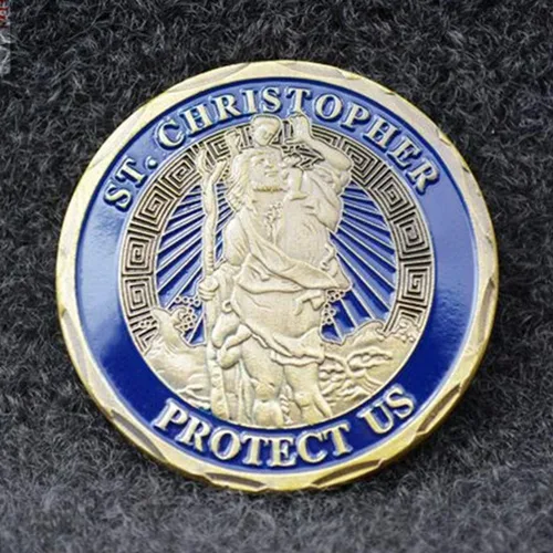 Vista 4 de Moneda de oración de San Cristóbal Proteger de Estados Unidos