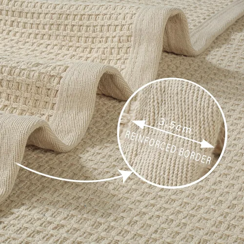 Vista 3 de Cobija TreeWool liviana de algodón, de cuidado fácil, suave, cómoda y cálida (king size, 90 x 108 pulgadas, tejido reticular)