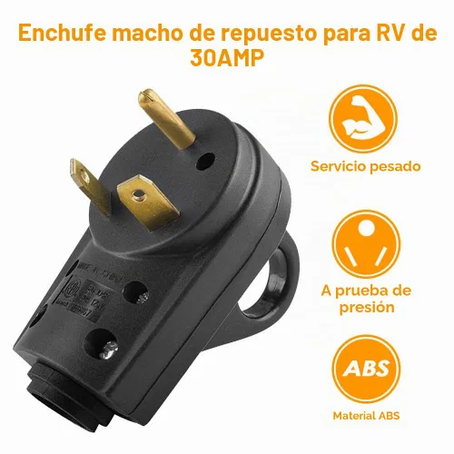 Vista 3 de Enchufe macho de repuesto para autocaravana de 30 amperios, resistente NEMA TT-30P, enchufe eléctrico de repuesto con mango de fácil desenchufe