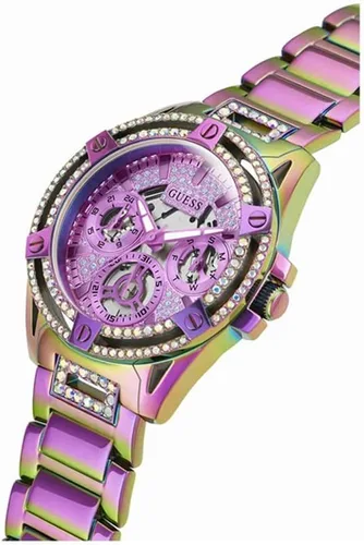Vista 2 de GUESS Ladies 40mm Watch - Purple Strap Lavender Dial Iridescent Case