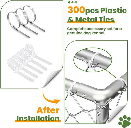 Vista 9 de Perrera resistente para perros de 7.8 x 7.8 pies con techo impermeable y resistente a los rayos UV, mecanismo de bloqueo seguro, caja de metal