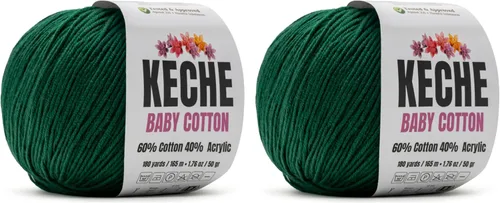 Vista 80 de Keche Hilo de Algodón, 60% Algodón 40% Hilo Acrílico, Hilo de Algodón Suave para Crochet y Tejer, Hilo Amigurumi 1 Madeja/Bola 1.76 Oz (50g) / 180
