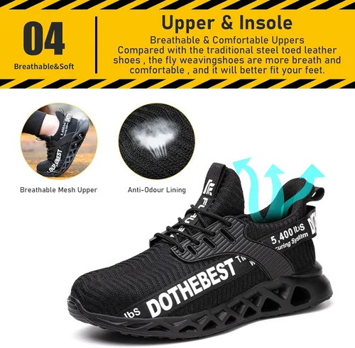 Vista 5 de Furuian - Zapatos de punta de acero para hombre y mujer ligeros indestructibles a prueba de pinchazos cómodos zapatos de seguridad para uso