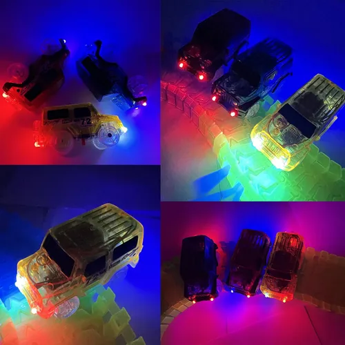 Vista 2 de Pistas de coches de repuesto con luz LED, juguetes de coches que brillan en la oscuridad, pistas de carreras de coches compatibles con juguetes