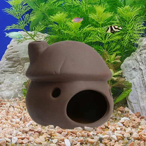 Vista 6 de Decoración de Acuario Cerámica Casa de Hongos Ornamento Paisajismo de Tanque de Peces Cerámica Ocultar Cueva Hábitat Choza Camarones Pequeños