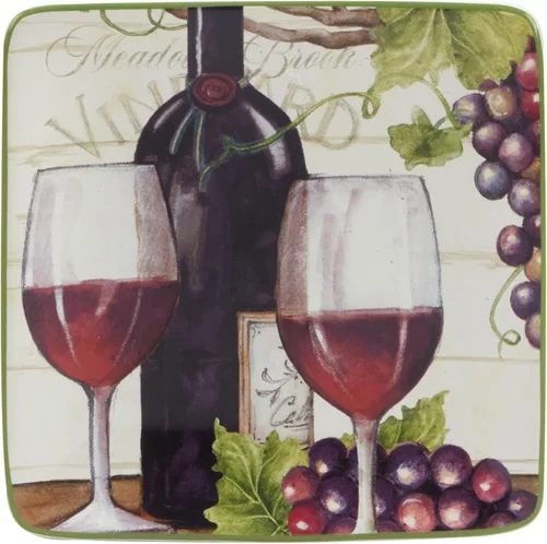 Vista 2 de Certified International Meadow Brook - Platos para canapé/almuerzo/aperitivo de 6 pulgadas, diseños surtidos, multicolor, grande, juego de 4
