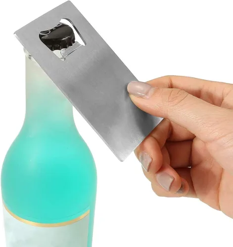 Vista 3 de Aspire Abrebotellas de tarjeta de crédito, abrebotellas de cerveza de acero inoxidable para tu cartera