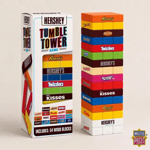 Vista 2 de Masterpieces Family Games – Hershey's Wood Block Tumble Tower – Producto