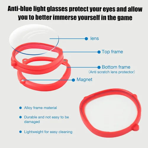 Vista 6 de OOAVR Anti-Blue Light Glasses for Oculus Quest 2,Accessories with Magnetic Alloy Frame and Blue Light-Blocking Lenses,Support The Replacement of