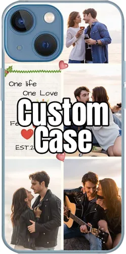 Vista 20 de Funda de teléfono con foto personalizada para iPhone 13 Mini, imagen/texto personalizados, funda negra delgada y suave, regalo único de nicho