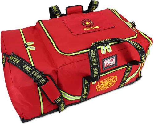 Vista 2 de Lightning X - Bolsa personalizable para equipo de bomberos con nombre bordado, 3XL, color rojo