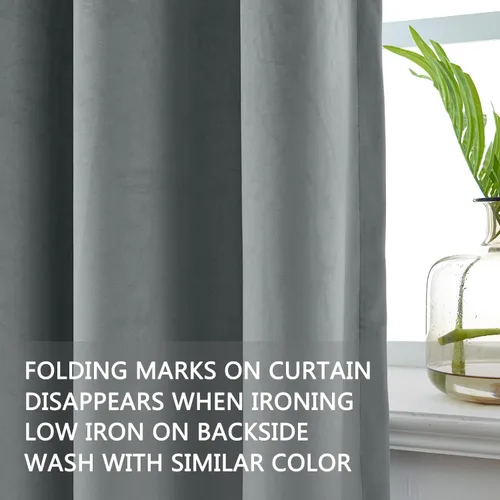 Vista 30 de cololeaf Panel de cortinas opacas de terciopelo con forro para cine en casa, cortina de ganchos planos para barra transversal o pista, 100 pulgadas