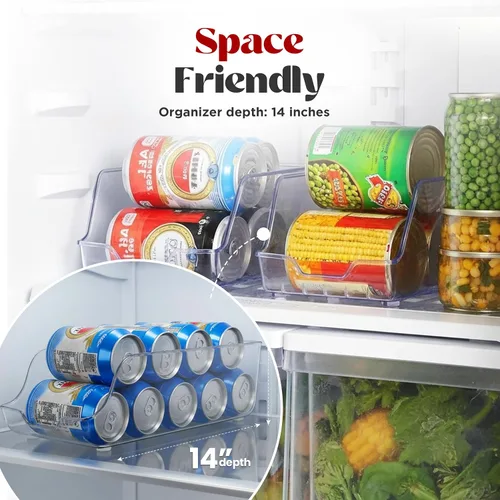 Vista 4 de Utopia Kitchen Organizador y dispensador de latas de soda para refrigerador/despensa, organizador de almacenamiento de latas duradero