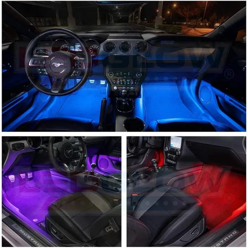 Vista 4 de LEDGlow Kit de iluminación de neón para interiores con Bluetooth, multicolor, 4 piezas, para automóviles y camiones, aplicación de teléfono
