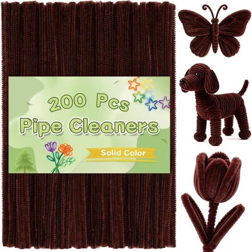 Vista 8 de LOKUNN Limpiadores de Tubo, 200 Piezas de Limpiadores de Tubo Negros, Conjunto de Artesanía de Color Sólido de Chenilla, Artes y Manualidades DIY