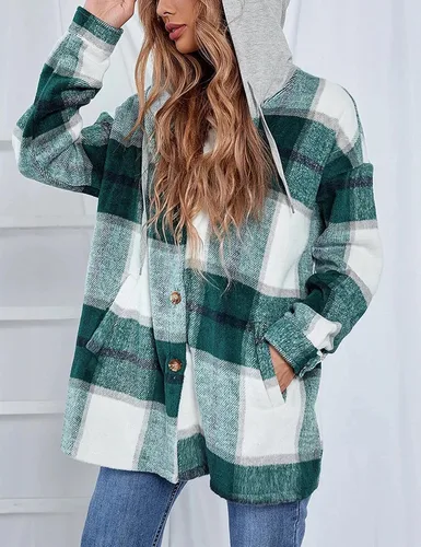 Vista 5 de Kedera Sudadera de franela con capucha para mujer de gran tamaño de manga larga estilo novio chamarras abrigos