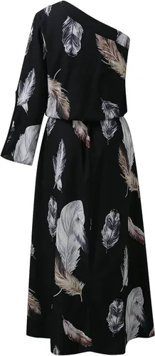 Vista 5 de Vestido corto fruncido con estampado floral para mujer, manga mariposa, asimétrica, morada