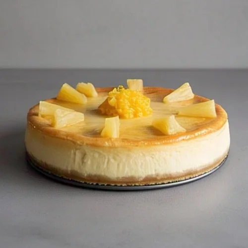 Vista 3 de ANDY ANAND CHOCOLATIER Lujosa tarta de queso de piña fresca de 9 pulgadas, estilo gourmet de Nueva York, rico queso crema de California, hecho a