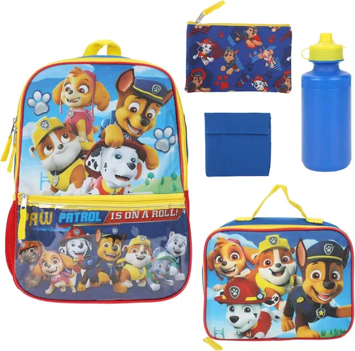 Vista 2 de Bioworld PAW Patrol - Juego de mochila juvenil de 5 piezas, Perros, Dibujos Animados, Pata, Patrulla, Héroes, Mochila, Bolsa, Fiambrera, Conjunto