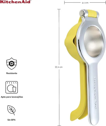 Vista 2 de KitchenAid Exprimidor de jugo de cítricos para limones y limas con colector de semillas y boquilla de vertido, limón, 8 pulgadas