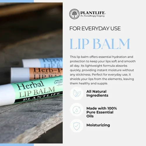 Vista 2 de Plantlife Herb P Lip Balm - Paquete de 2 – Hecho Orgánico con cera de abejas, caléndula y manzanilla – Bálsamo calmante para labios agrietados