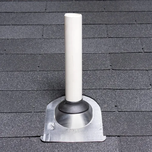 Vista 3 de Oatey 12933 Aluminio 2" Diámetro de tubería 9" x 12.5" Base No-Calk Roof Flashing