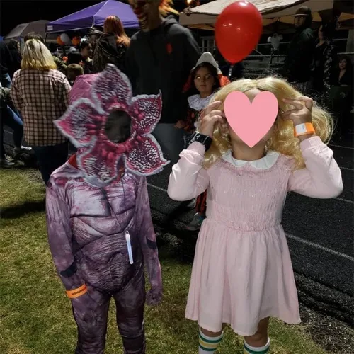 Vista 7 de RICHALE Demogorgon - Disfraz de monstruo de terror para niños, trajes de Halloween con máscara de 5 a 12 años