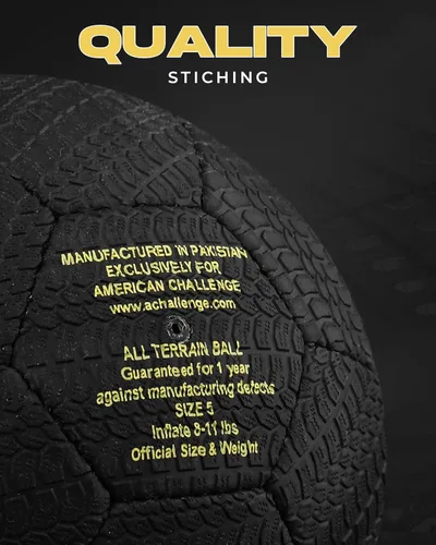 Vista 4 de American Challenge Balón de fútbol de goma todo terreno – Tamaños oficiales 2, 3, 4 y 5 – Pelota de fútbol duradera para calle y entrenamiento
