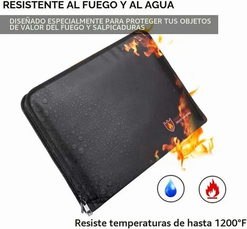 Vista 2 de Bolsa de documentos ignífuga, resistente al fuego y al agua, tamaño A4, 12 bolsillos, resistente al fuego, impermeable, seguro, portadocumentos