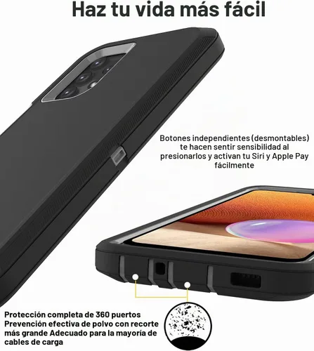 Vista 6 de Para Samsung Galaxy A32 5G Caso,Funda a prueba de golpes a prueba de polvo para iPhone Samsung Galaxy A32 5G (negro)