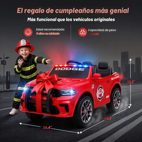 Vista 12 de Licensed Dodge Durango Pursuit 12V Fire & Rescue Ride On Car