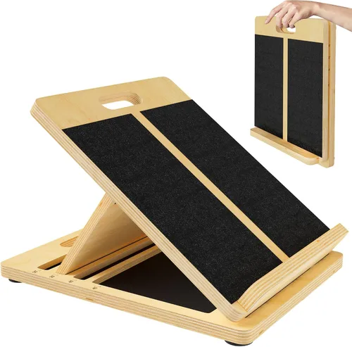 Vista 10 de MUCITAGF - Tabla de equilibrio de madera profesional 2 en 1 y tabla inclinada, 3 ángulos Adjustable Incline Board and Calf Stretcher, Stretch