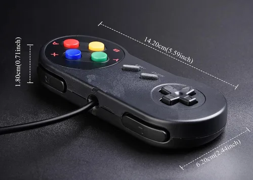 Vista 5 de MODESLAB 2 Pack Wired USB SNES Controller - USB Gamepad Replacement for Windows PC MAC Linux Raspberry Pi - Compatible with SNES Games- Easy Plug &