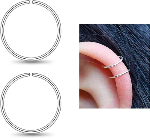 Vista 90 de Small Gold or Sterling Silver Huggie Hoop Earrings for Women Cartilage Nose Helix Tragus