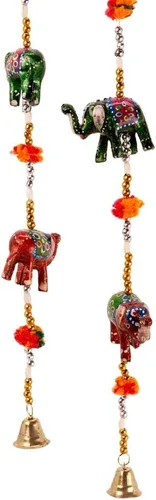 Vista 2 de Juego de 4 colgantes de puerta de elefante para colgar en la pared tradicionales de la India