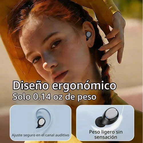 Vista 7 de Redpepper Auriculares inalámbricos con cancelación activa de ruido Bluetooth 6.0 con micrófonos incorporados, llamadas claras de 0.14 oz
