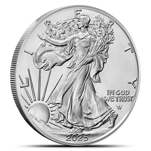 Vista 3 de 2025 American Silver Eagle.999 Plata fina de ley con nuestro Certificado de Autenticidad Smyrnacoin Dólar No circulado US Mint