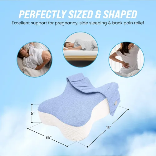 Vista 3 de Lumia Wellness Almohada ortopédica larga para dormir de lado, soporte contorneado muslos y rodillas para ciática, cadera trasera, alivio calmante