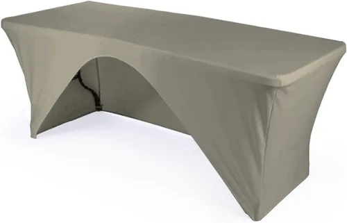 Vista 10 de LA Linen Mantel de elastano con respaldo abierto para mesa rectangular de 6 pies, 72 x 30 x 30 pulgadas, color negro