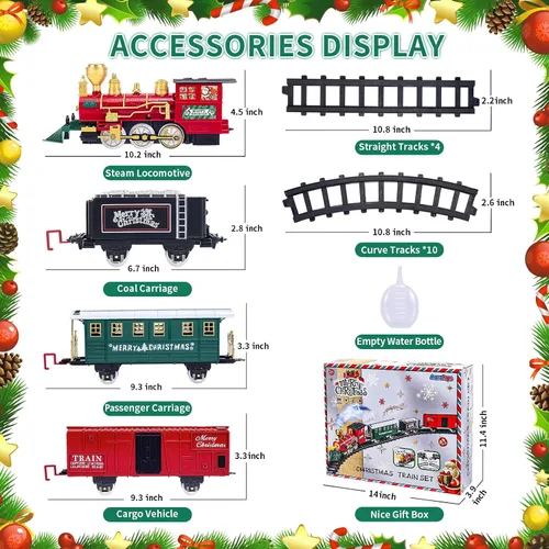 Vista 3 de Juego de Tren para Niños, Juego de Tren de Navidad para Debajo de los Árboles, Juguetes de Tren Eléctrico para Niños y Niñas con Locomotora